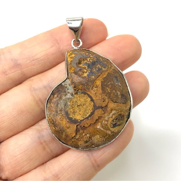 Natural Ammonite Fossil Pendant Charm for Your Own Necklace Choker 1.5" x 1.3" - Picture 4 of 4